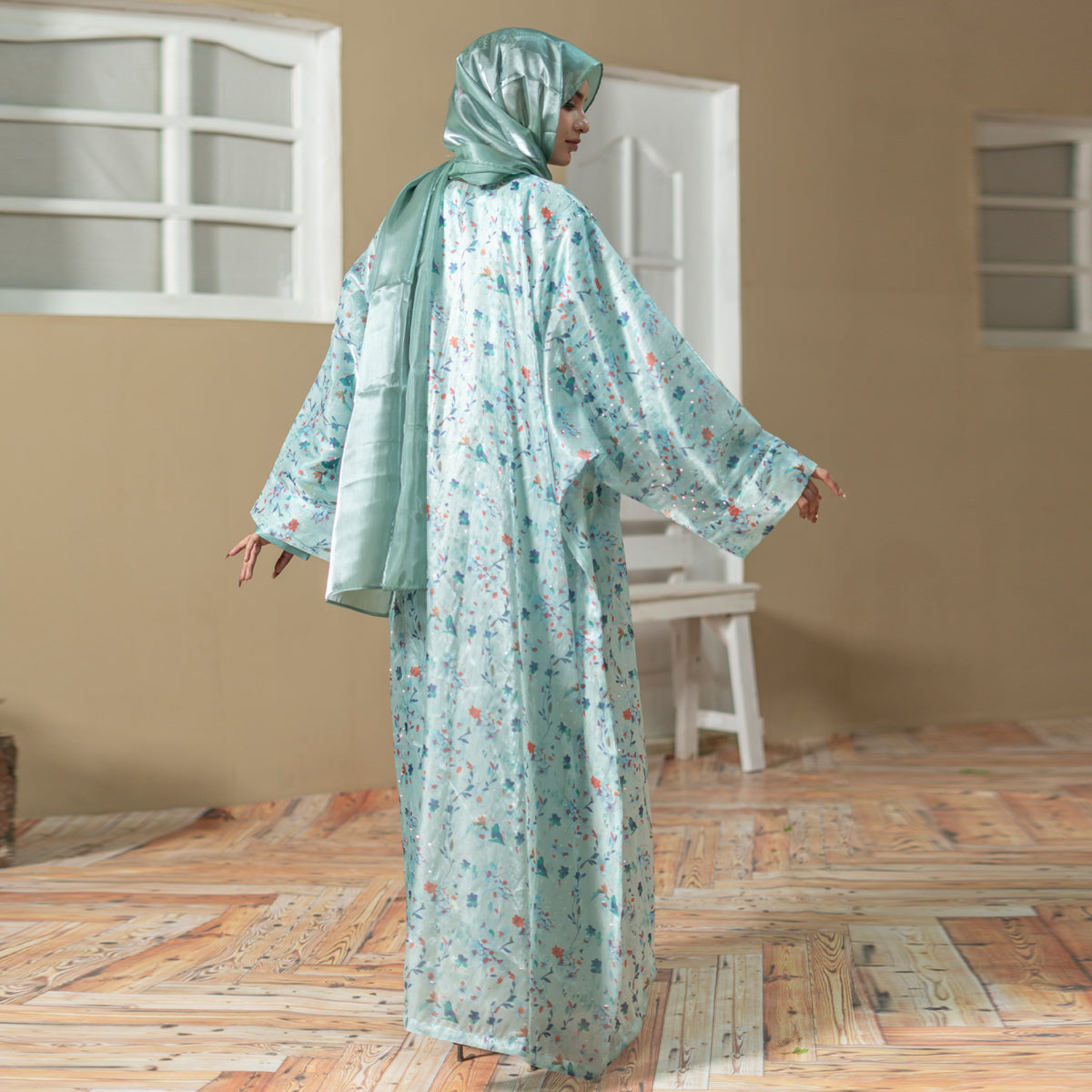 Azure Bloom Abaya