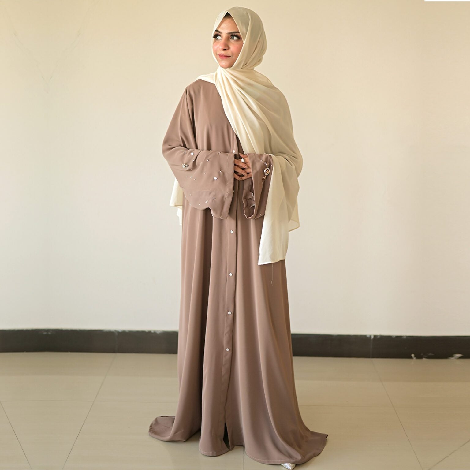 Droop Abaya Sand Brown