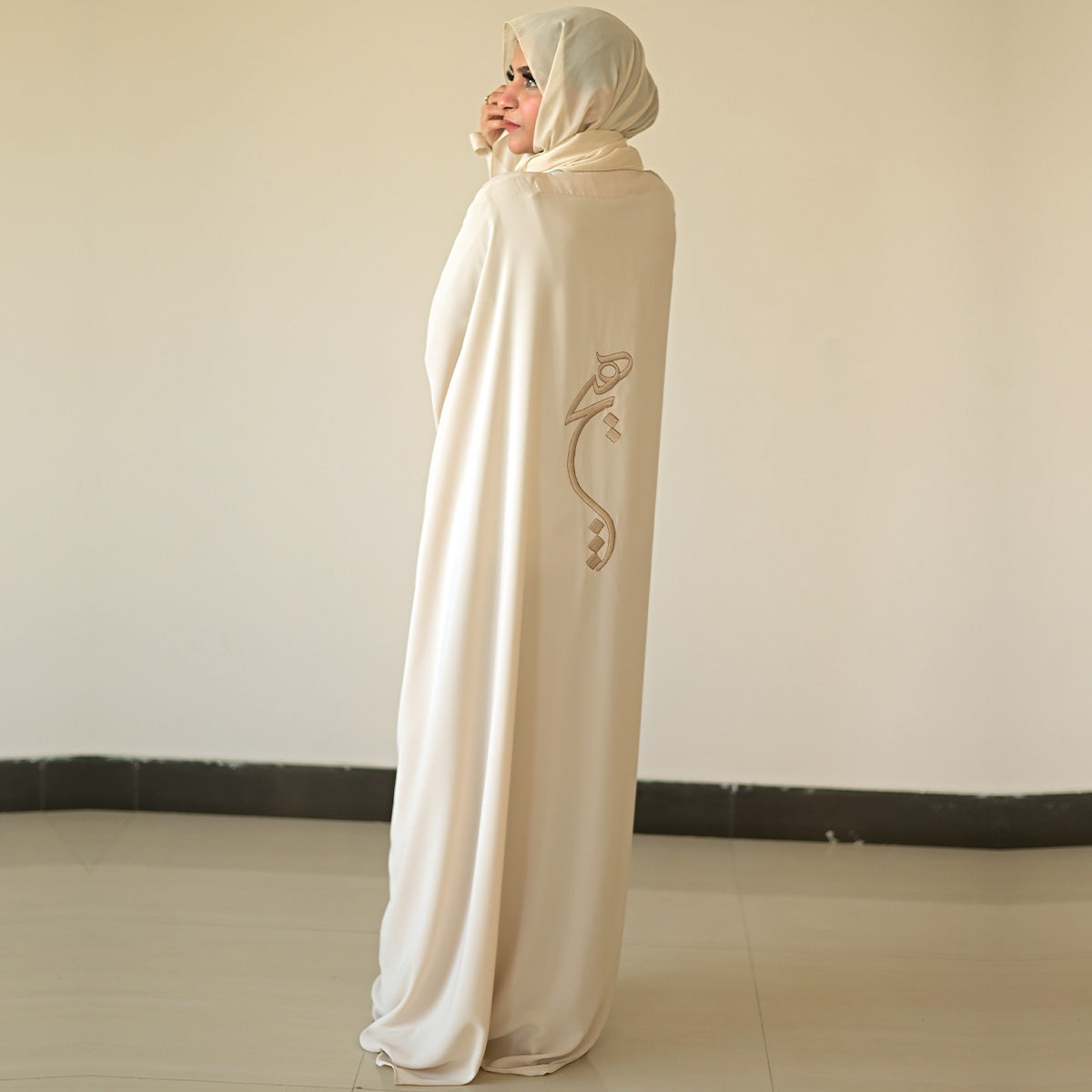 Ivory Arabic Cape Abaya