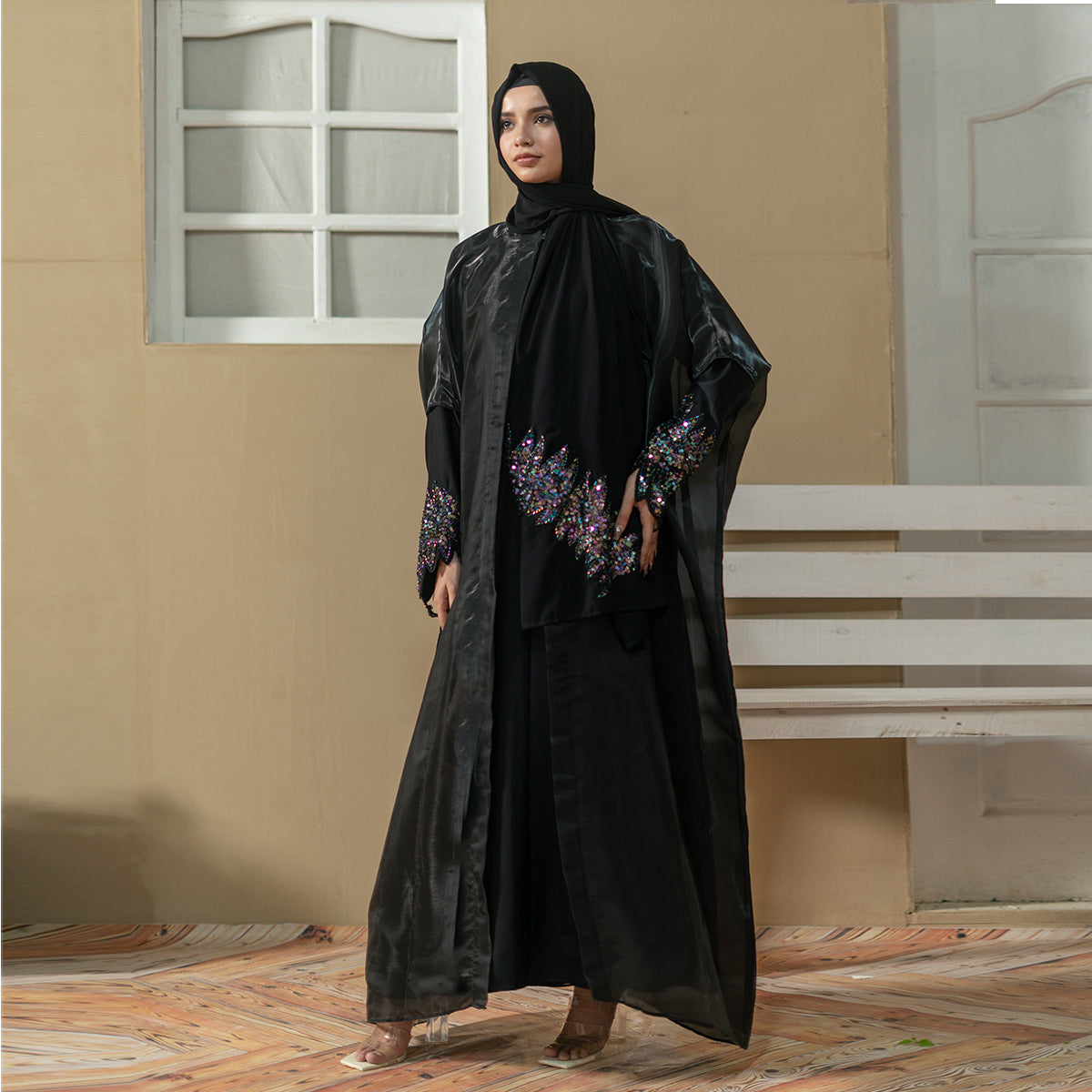Black Multi-Shimmer Abaya