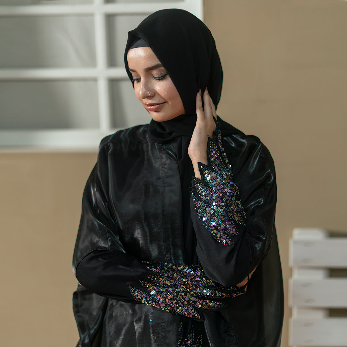 Black Multi-Shimmer Abaya