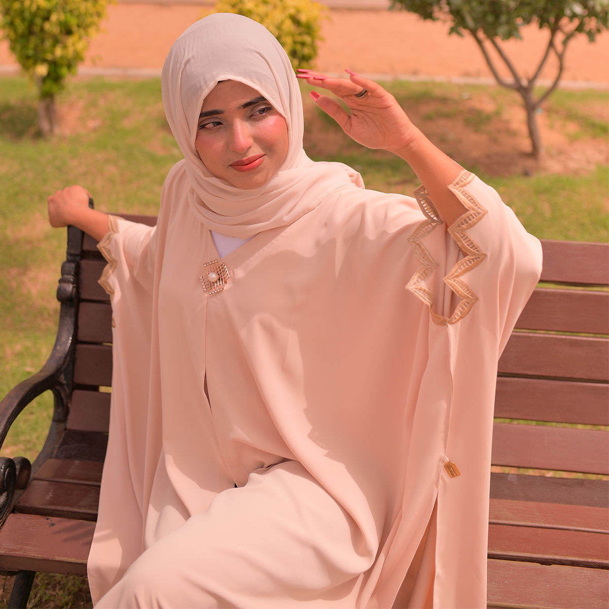 Pearl Cape Abaya-Ivory